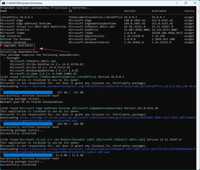 Windows programok telepítése csendes módban a parancssorban