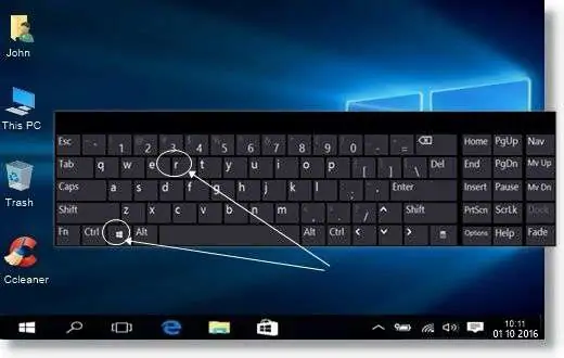 press Windows + R keys on the keyboard