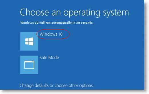 sélectionnez Windows 10